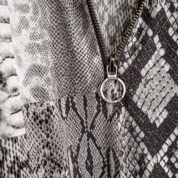 Michael Kors Snakeskin Patchwork Print Belted Dress, Size Large - Picture 10 of 12